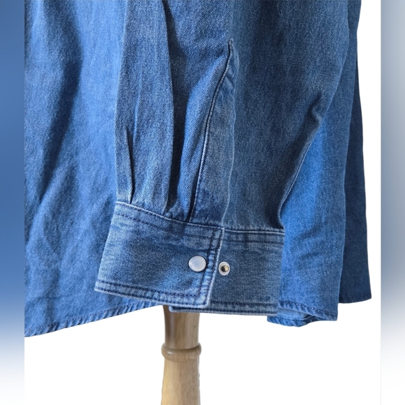 Dakota 3XLT Denim Button Up Shirt Blue 100% Cotton Long Sleeve Western Workwear - Picture 4 of 9